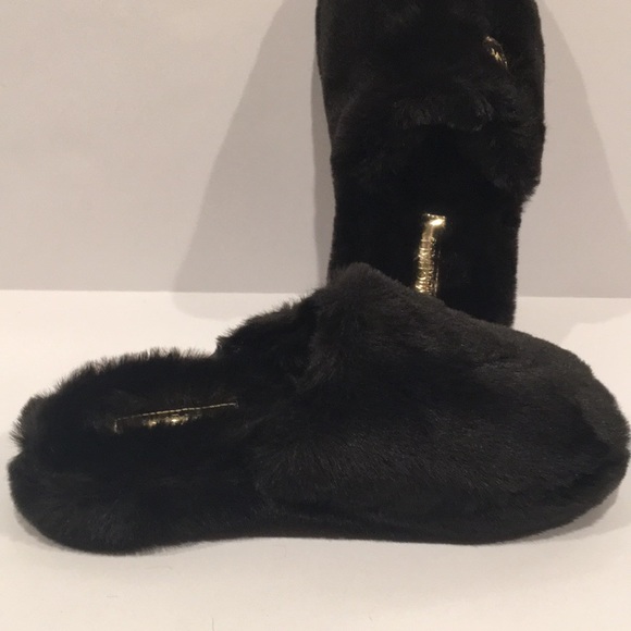 Michael Kors Black Faux Fur Slippers - Picture 3 of 6
